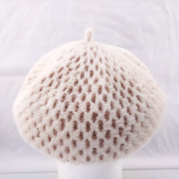 Anthropologie Textured Beret Hat French Motif One Size Adjustable Cream - Picture 2 of 7
